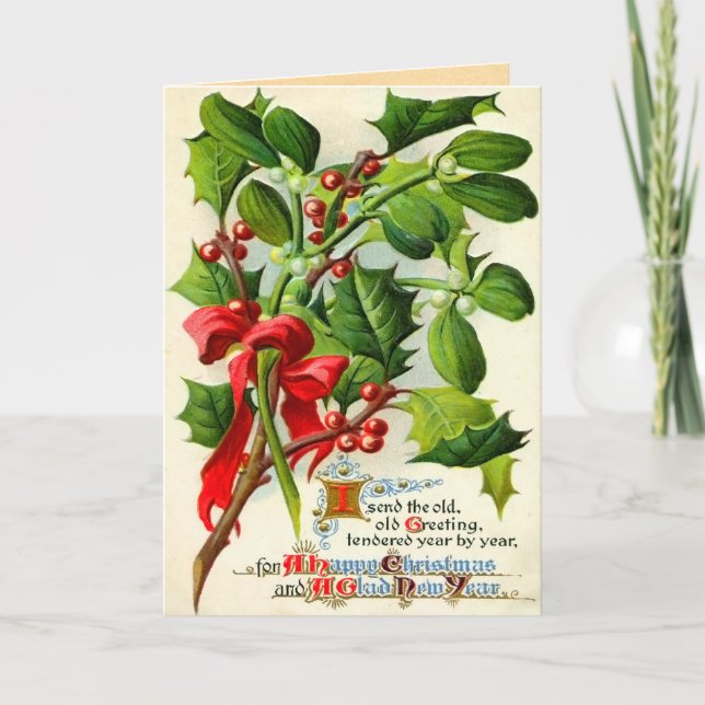 Vintage Christmas Holly Cards (Front)