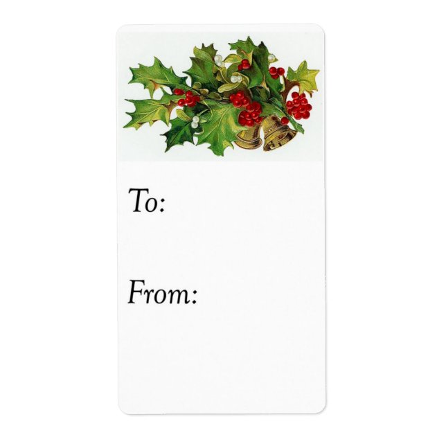 Vintage Christmas Holly Gift Tag (Front)