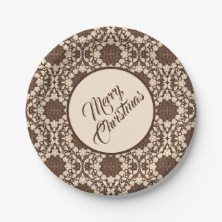 Vintage Christmas Holly Leaves, Berries & Flowers Paper Plate