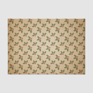 Vintage Christmas Holly Pattern Tissue Paper