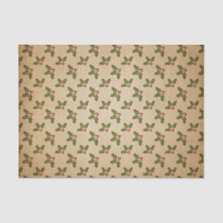 Vintage Christmas Holly Pattern Tissue Paper
