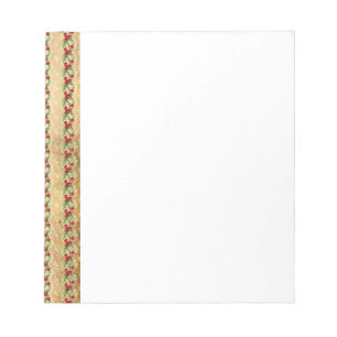 Vintage Christmas Holly Stripes Notepad