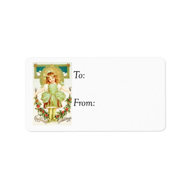 Vintage Christmas Holy Girl Gift Tag (Front)