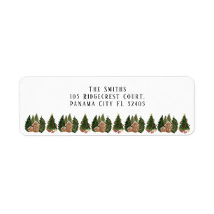 Vintage Christmas House and Trees Return Address