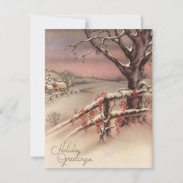 Vintage Christmas House In Snow Holiday Card (Front)