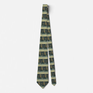 Vintage Christmas, House with Wreaths in Windows Tie