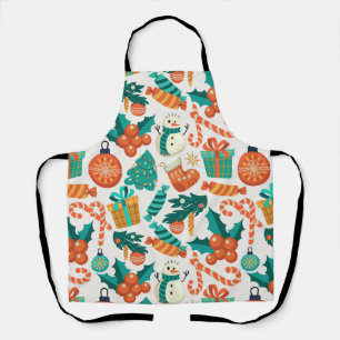 Vintage Christmas Icons Pattern Apron