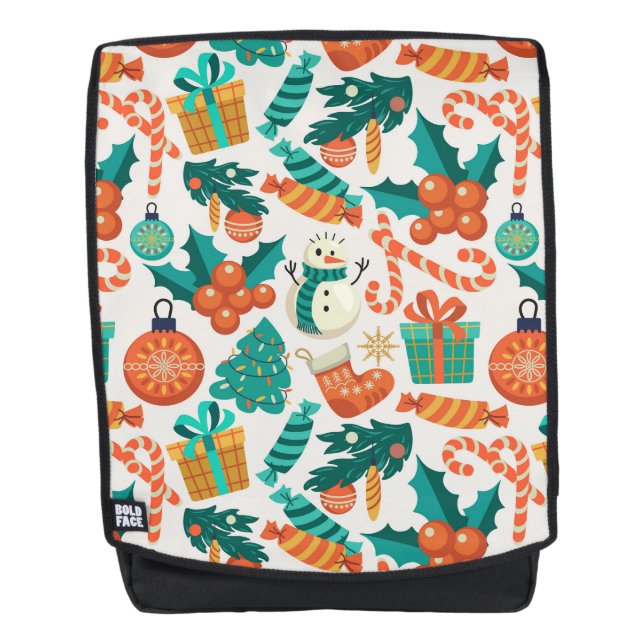 Vintage Christmas Icons Pattern Backpack (Front)