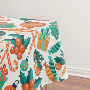 Vintage Christmas Icons Pattern Tablecloth