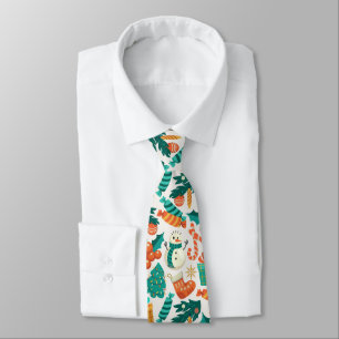 Vintage Christmas Icons Pattern Tie
