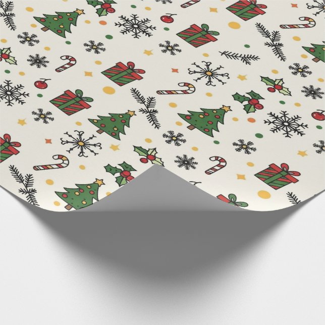 Vintage Christmas Icons Seamless Pattern Wrapping Paper (Corner)