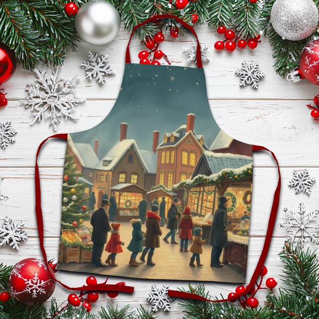 Vintage Christmas Illustration Apron (Creator Uploaded)