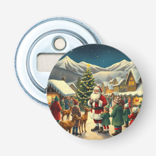 Vintage Christmas Illustration Bottle Opener