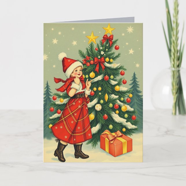 Vintage Christmas Illustration Card (Front)