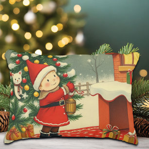 Vintage Christmas Illustration Decorative Cushion