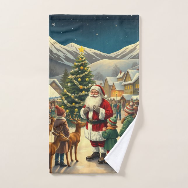 Vintage Christmas Illustration Hand Towel (Hand Towel)