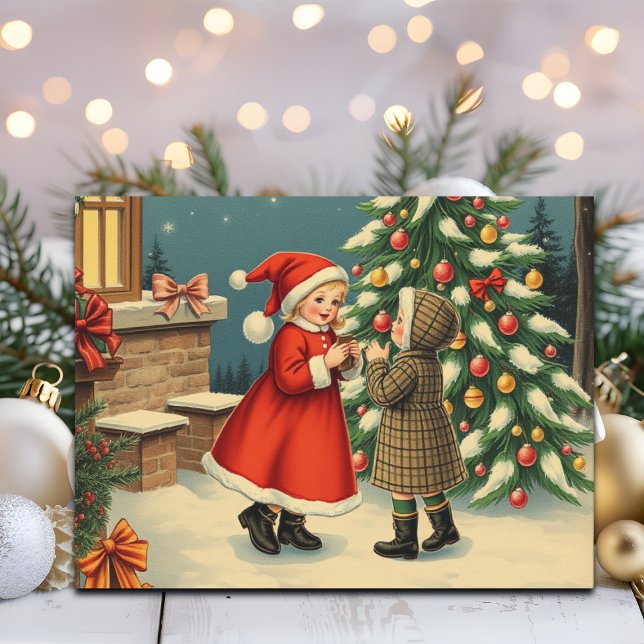 Vintage Christmas Illustration Holiday Postcard (Creator Uploaded)