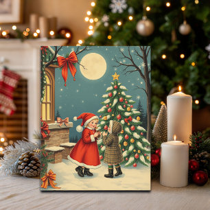 Vintage Christmas Illustration Holiday Postcard