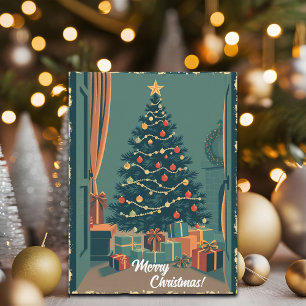Vintage Christmas Illustration Holiday Postcard