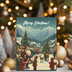 Vintage Christmas Illustration Holiday Postcard