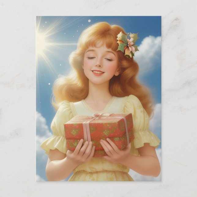 Vintage Christmas Illustration Holiday Postcard (Front)