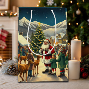 Vintage Christmas Illustration Medium Gift Bag