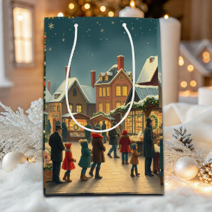 Vintage Christmas Illustration Medium Gift Bag