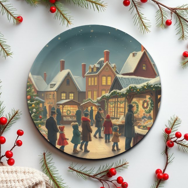 Vintage Christmas Illustration Paper Plate (Creator Uploaded)