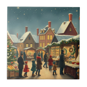 Vintage Christmas Illustration Tile