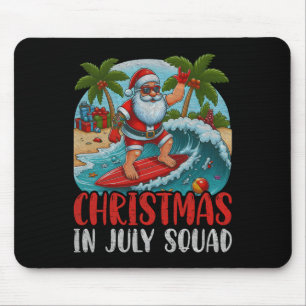 Vintage Christmas In July Santa Hawaiian Surfing S Mouse Pad