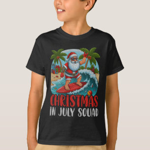 Vintage Christmas In July Santa Hawaiian Surfing S T-Shirt