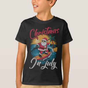 Vintage Christmas In July Santa Hawaiian Surfing S T-Shirt