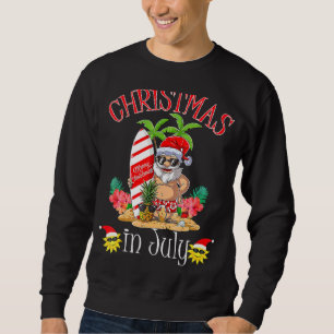Vintage Christmas In July Santa Summer Beach Vaca Sweatshirt