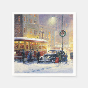 Vintage Christmas in the city Napkin