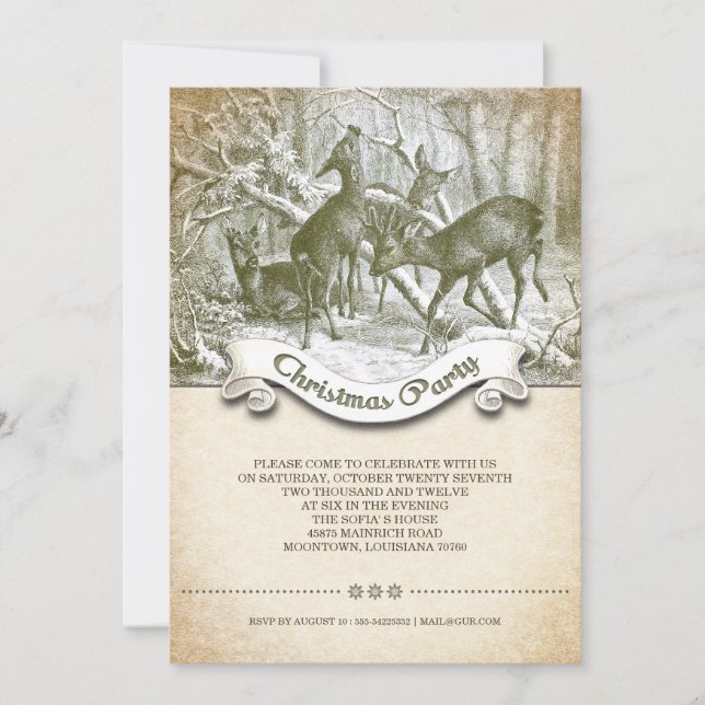 Vintage Christmas Invitation (Front)