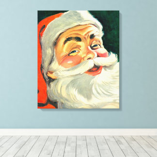 Vintage Christmas, Jolly Retro 50's Santa Claus Canvas Print