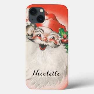 Vintage Christmas, Jolly Retro 50s Santa Claus iPhone 13 Case