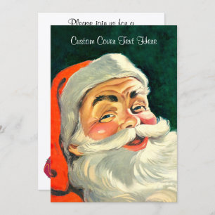 Vintage Christmas, Jolly Retro 50's Santa Claus Invitation