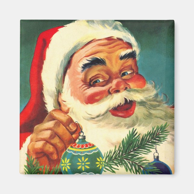 Vintage Christmas, Jolly Retro 50's Santa Claus Magnet (Front)