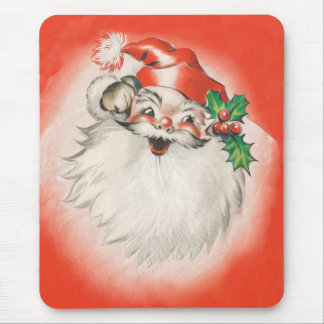 Vintage Christmas, Jolly Retro 50s Santa Claus Mouse Pad