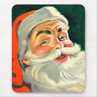 Vintage Christmas, Jolly Retro 50's Santa Claus Mouse Pad
