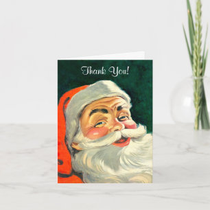 Vintage Christmas, Jolly Retro 50's Santa Claus Thank You Card