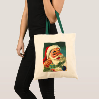 Vintage Christmas, Jolly Retro 50's Santa Claus Tote Bag
