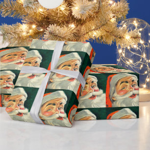 Vintage Christmas, Jolly Retro 50's Santa Claus Wrapping Paper