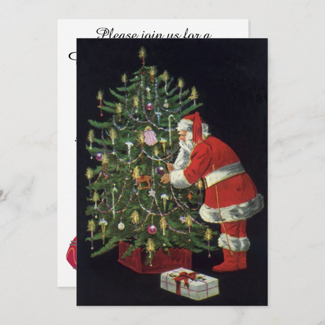 Vintage Christmas, Jolly Santa Claus Invitation (Front/Back)