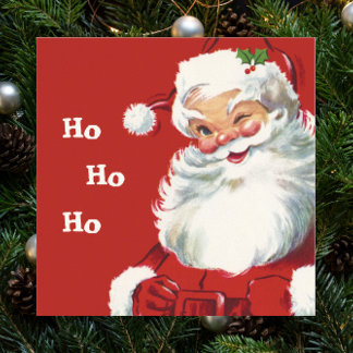 Vintage Christmas, Jolly Santa Claus Winking Poster