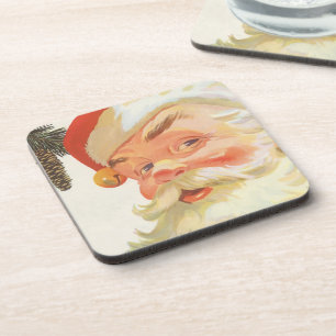 Vintage Christmas, Jolly Santa Claus with a Secret Coaster