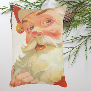 Vintage Christmas, Jolly Santa Claus with a Secret Decorative Cushion