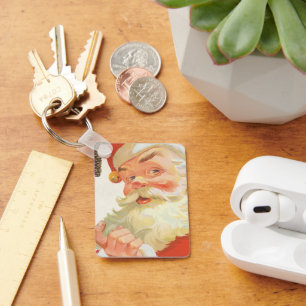 Vintage Christmas, Jolly Santa Claus with a Secret Key Ring