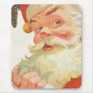 Vintage Christmas, Jolly Santa Claus with a Secret Mouse Pad